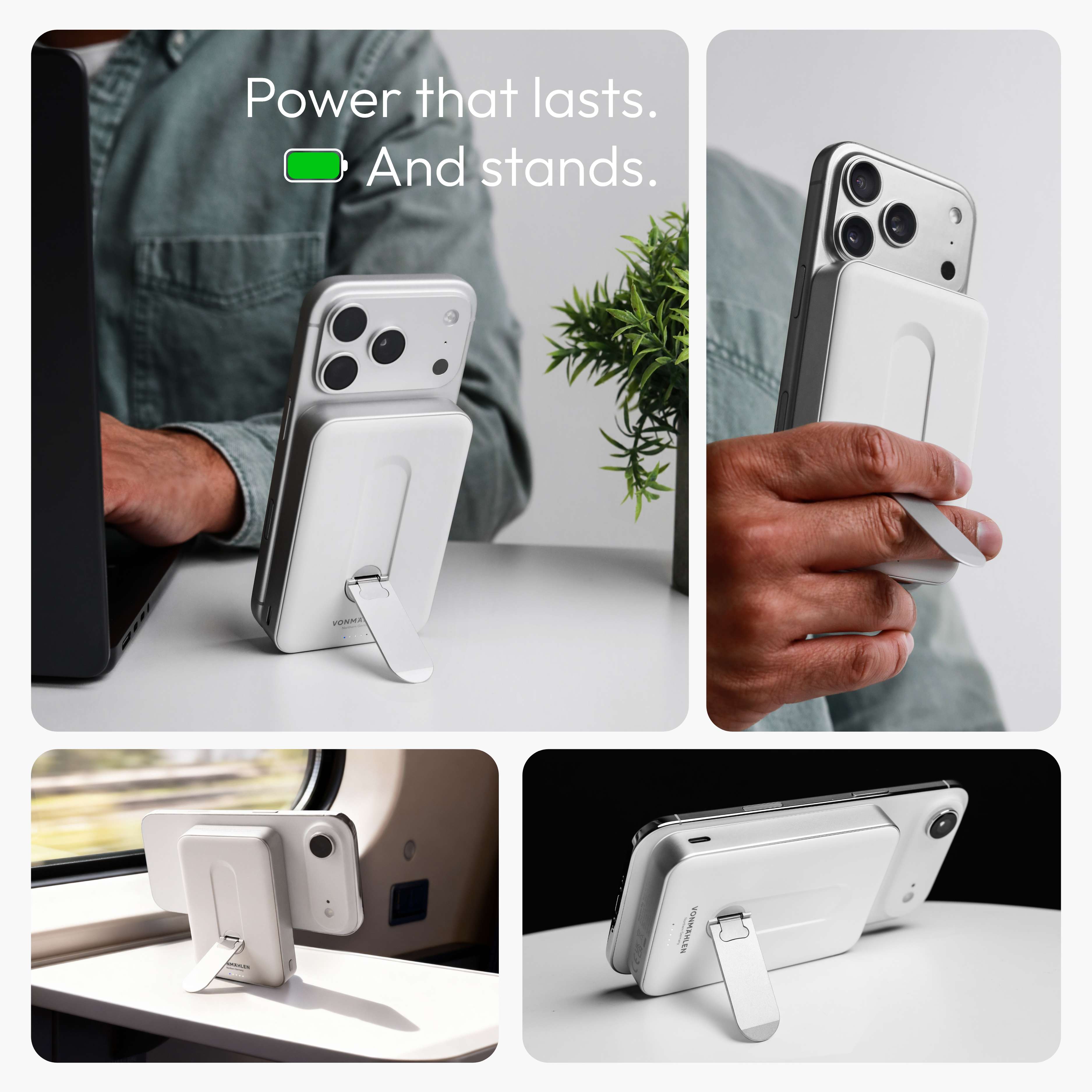 MagSafe Powerbank Evergreen Mag 10000 mit Kickstand für iPhone