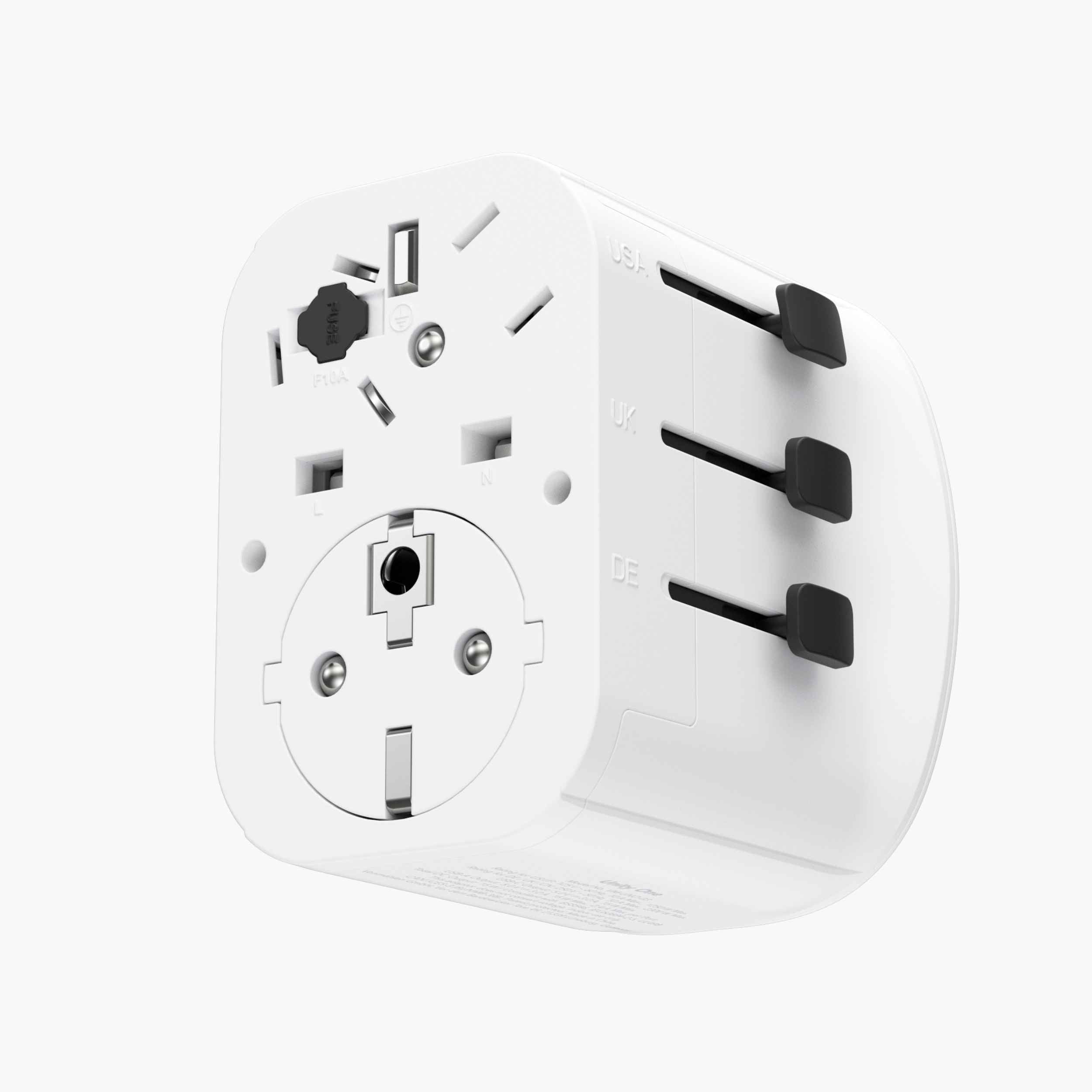Unity One – kompakter Universal-Reiseadapter mit USB-A und USB-C für 150 Länder