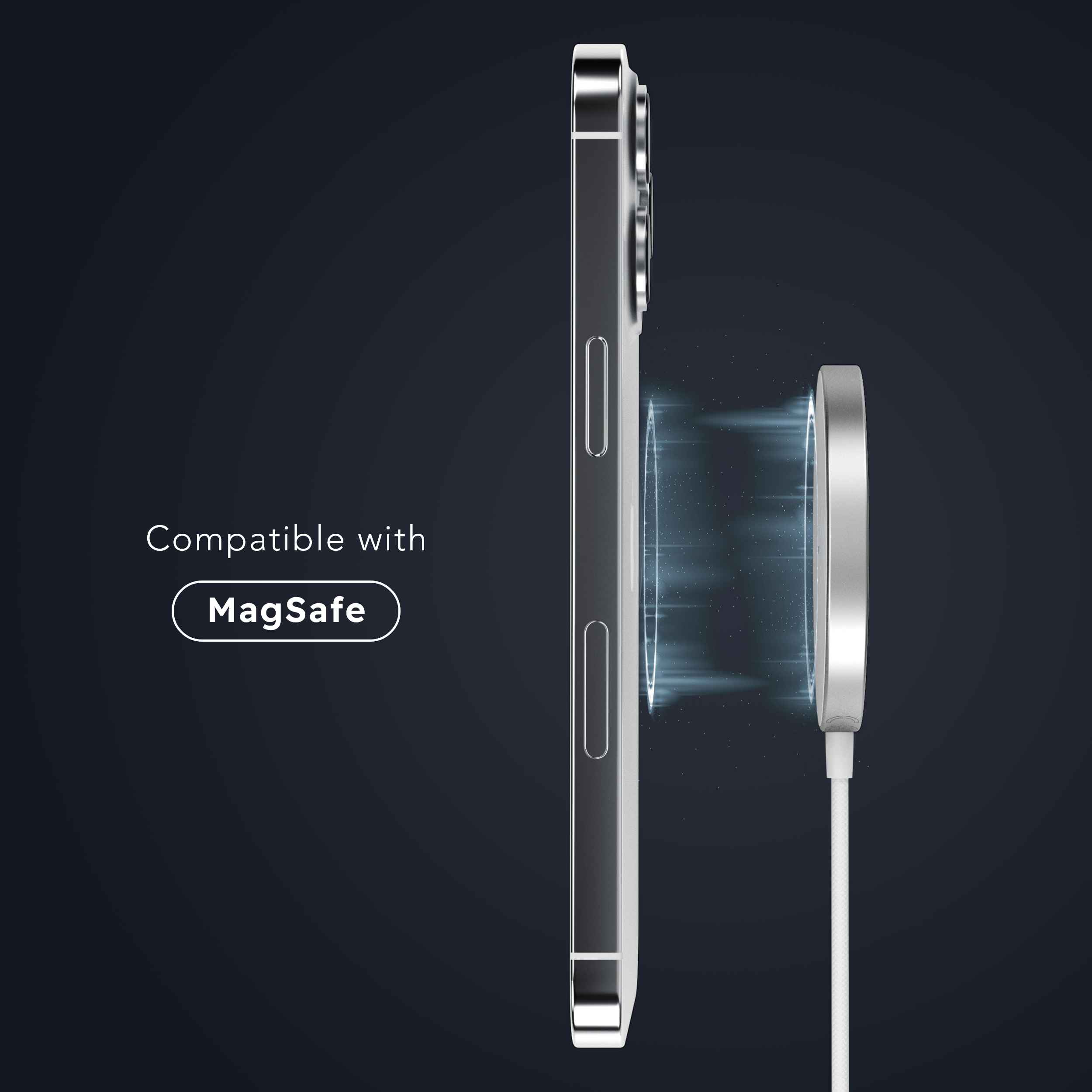 Aura Mini – magnetisches Wireless Charging Pad mit MagSafe, 15 W Schnellladeleistung & 150 cm Kabel