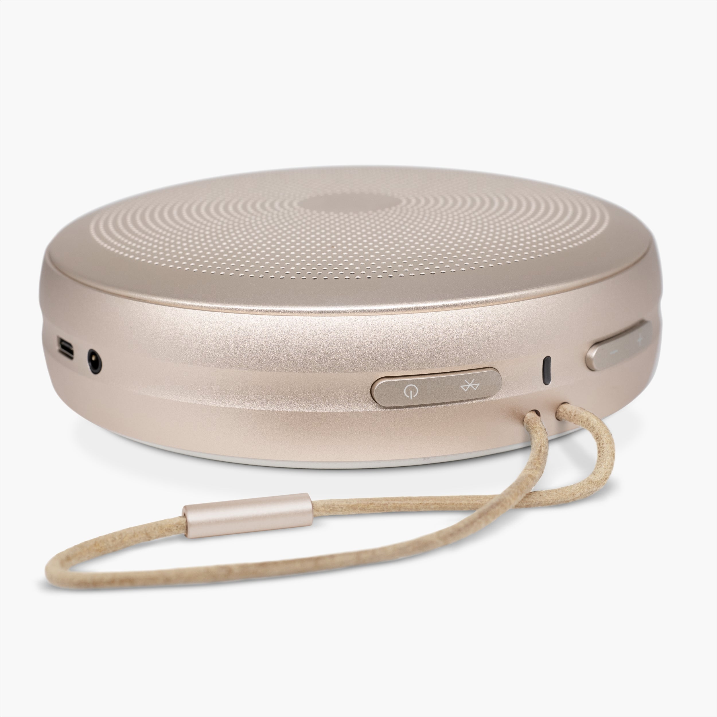 Air Beats – kabelloser Bluetooth Lautsprecher aus Aluminium & Leder mit 5000 mAh Akku und Zubehör im Reiseetui