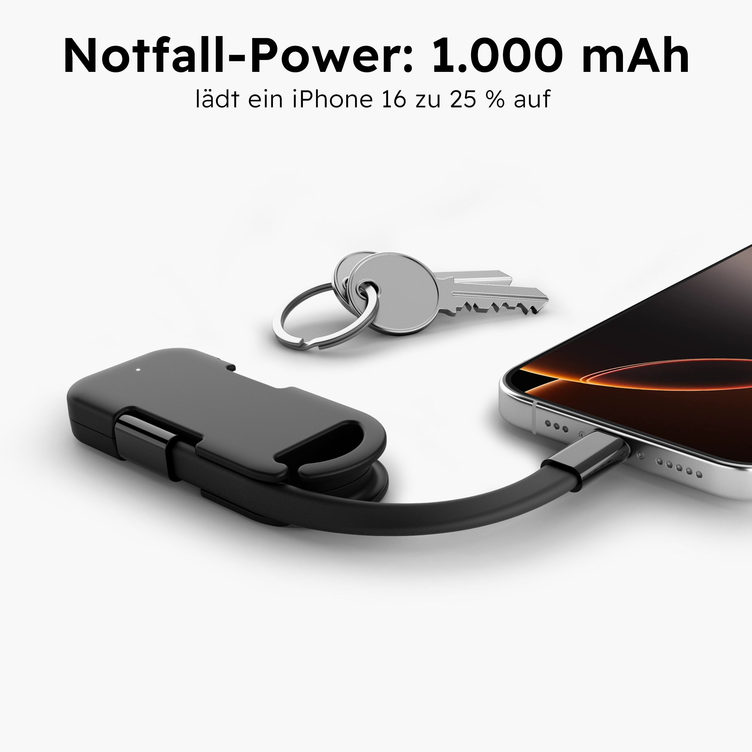 Mini Powerbank mit integriertem USB-C zu USB-C Kabel für mobiles Laden