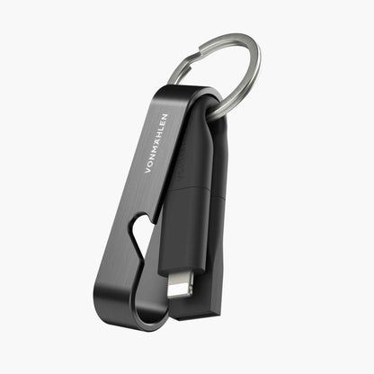High Six – kompaktes 6in1 Ladekabel mit Edelstahlgehäuse und integriertem Flaschenöffner