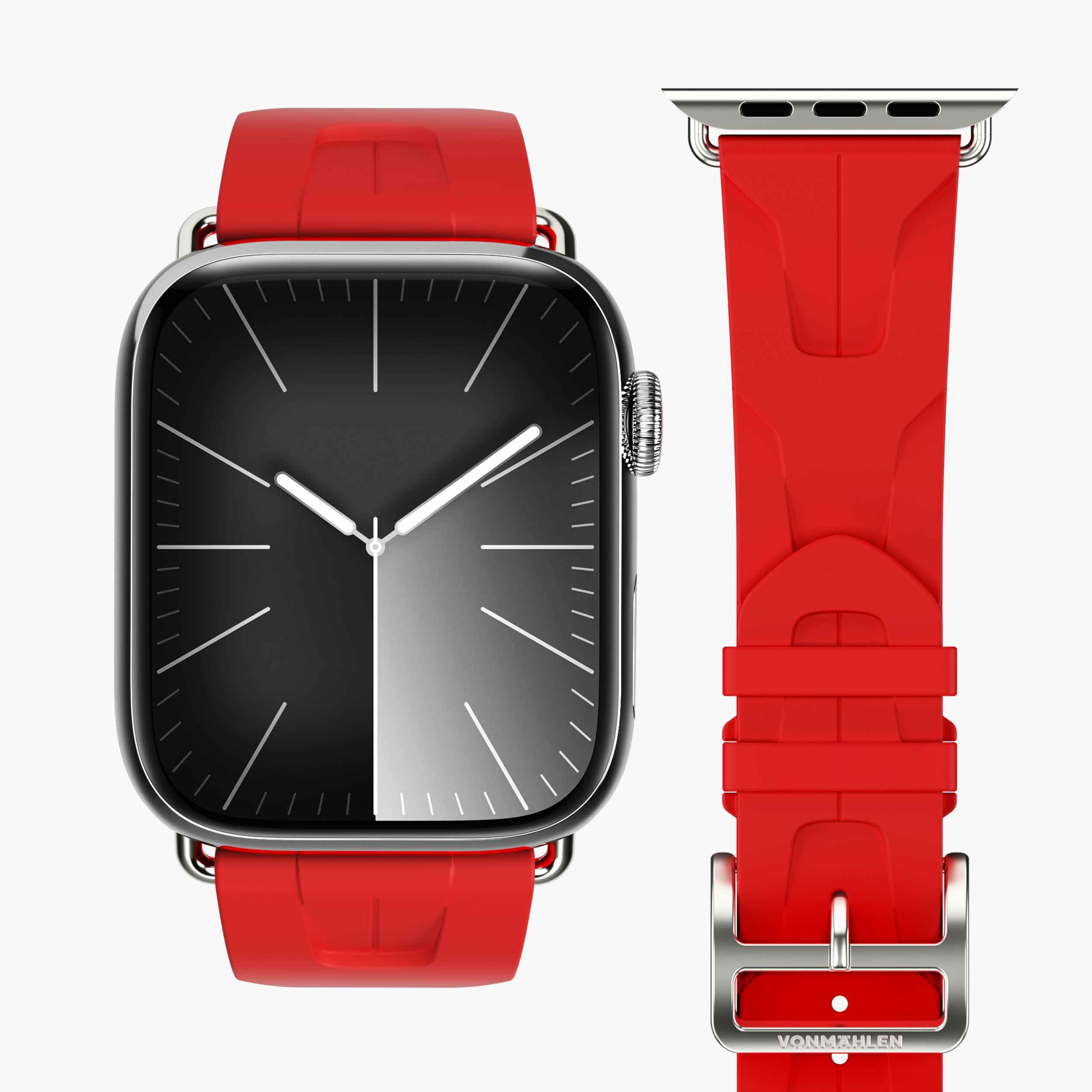 A.R. Exclusive Band – exklusives Apple Watch Silikonarmband mit Edelstahlschließe & Designeroptik