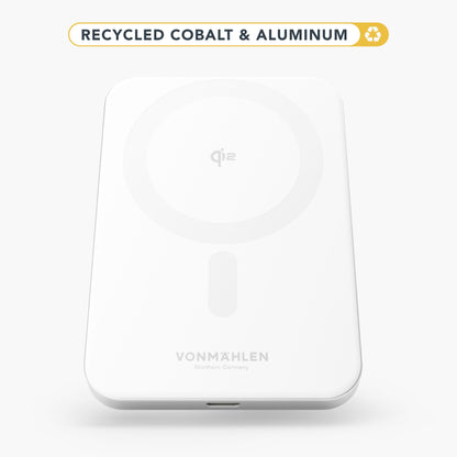 Evergreen Mag – magnetische QI2 Powerbank mit 5000 mAh aus recyceltem Material