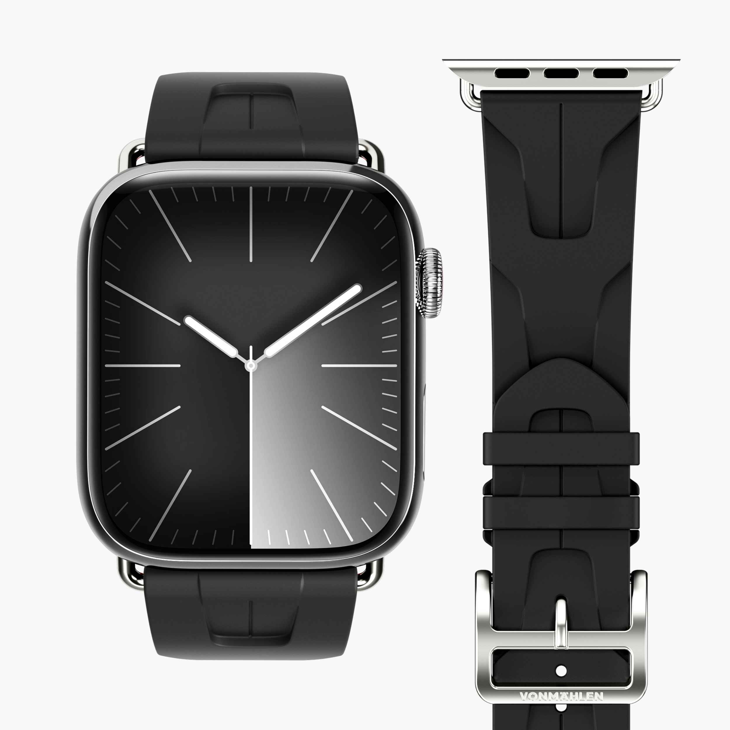 A.R. Exclusive Band – exklusives Apple Watch Silikonarmband mit Edelstahlschließe & Designeroptik