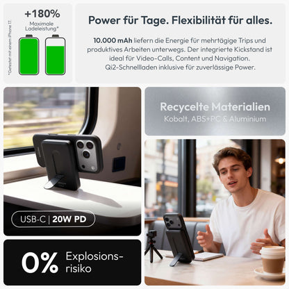 MagSafe Powerbank Evergreen Mag 10000 mit Kickstand für iPhone