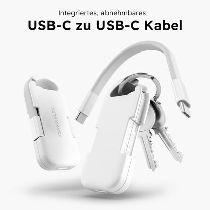 Mini Powerbank mit integriertem USB-C zu USB-C Kabel für mobiles Laden